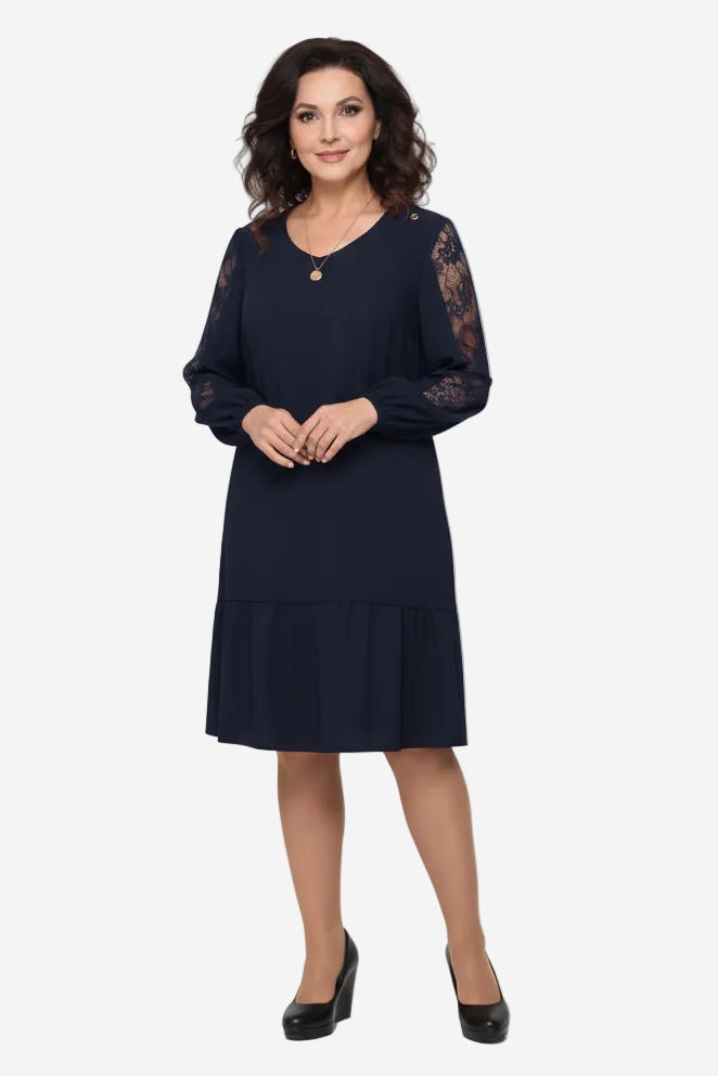 Lowri Quinn - Lace-Sleeve Midi Dress