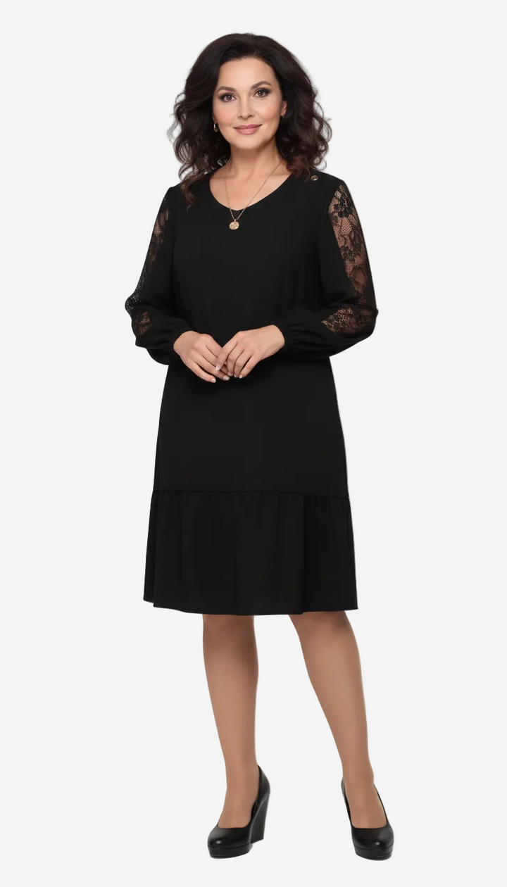 Lowri Quinn - Lace-Sleeve Midi Dress